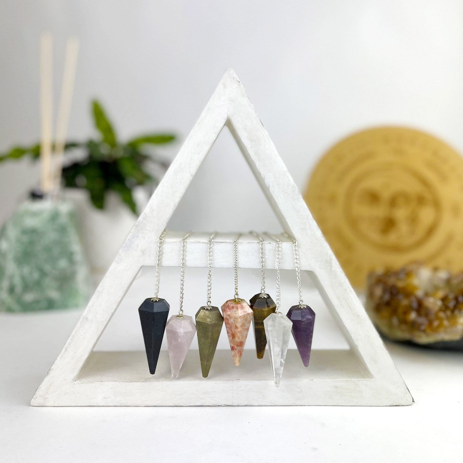 Crystal Pendulum with Chain (Gemstone Dowsing Pendulum)$12.00 product photo from Rockparadise
