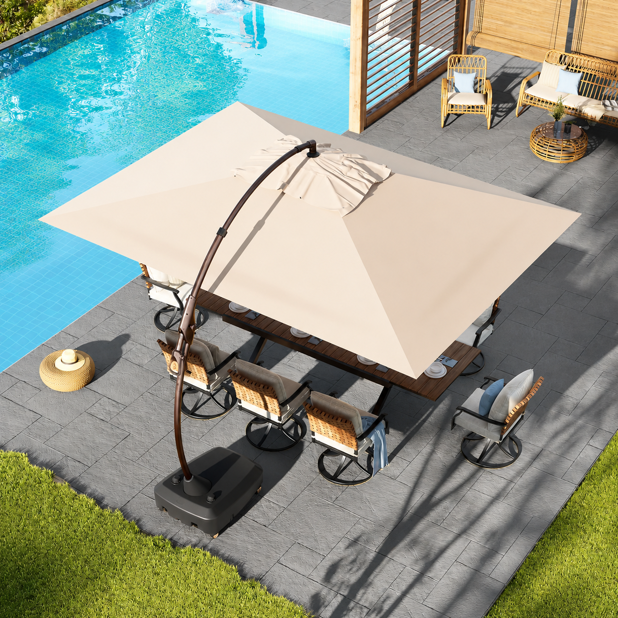 Napoli 10X13 Ft Rectangular Offset Umbrella With Base product photo from Grandpatio