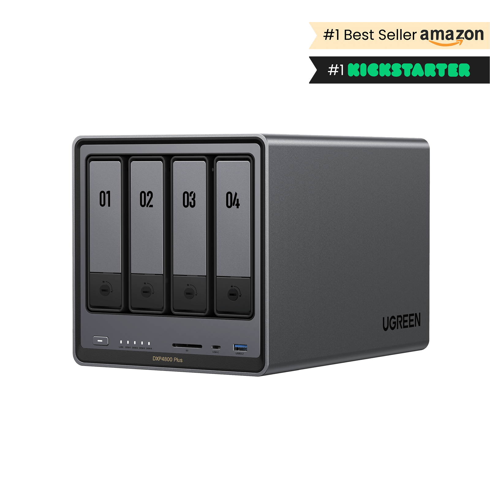 Hot $656.99 DXP4800 Plus 144TB (HDD 32TB x4 + SSD 8TB x2) product photo from Ugreen