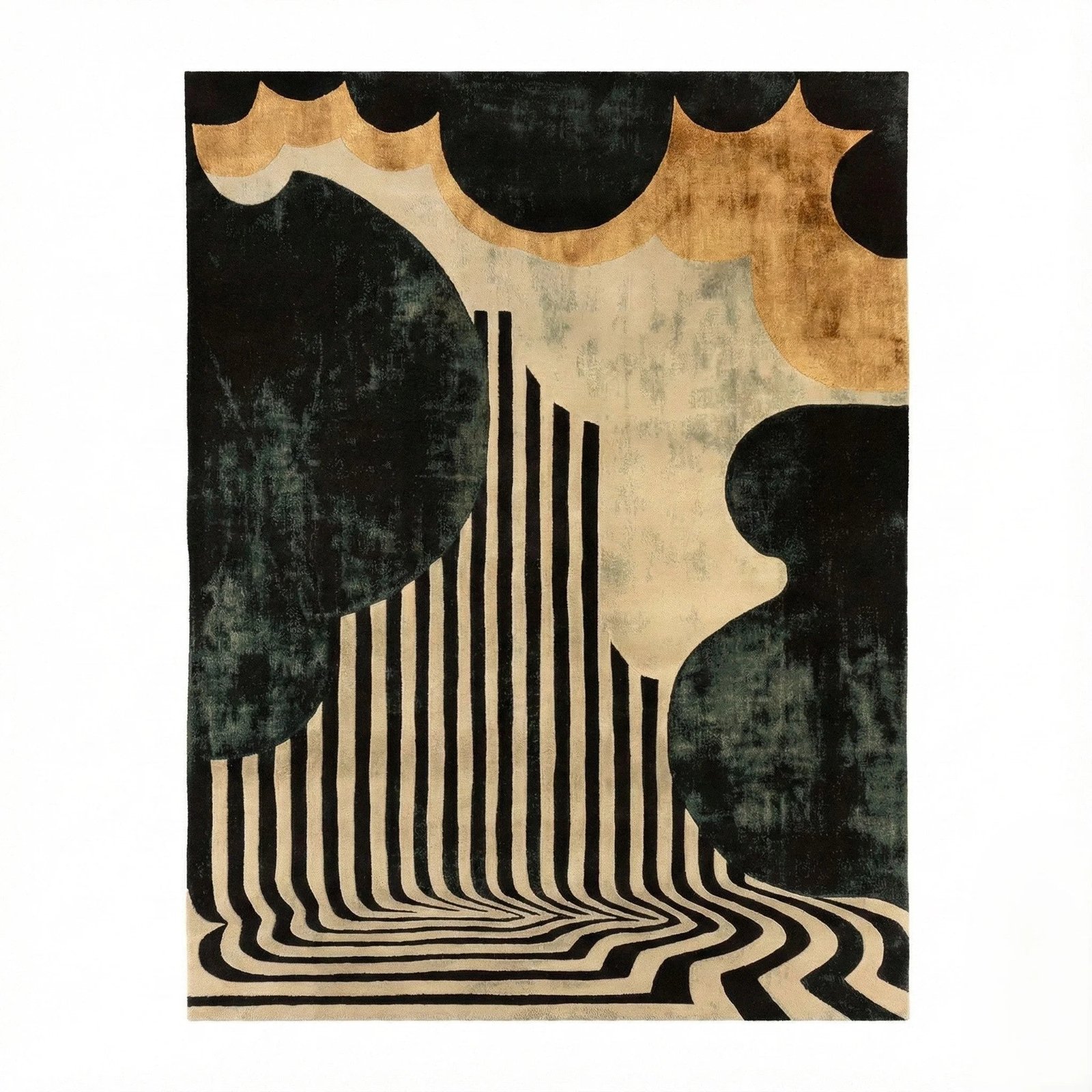Black and Gold Striped Hand Tufted Rug $522.99$416.99 product photo from Maiahomes