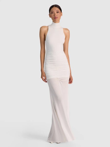 Alice + Olivia - Shannon Ruched Hip Maxi Dress - Off White product photo from Jessieboutique