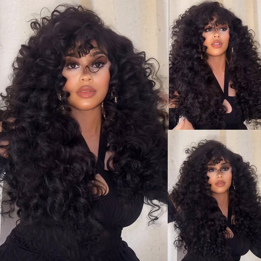 Zlike 300 Density Bouncy Loose Curl Wigs 100 Human Hair Transparent Lace Front Wigs product photo from Zlikehair
