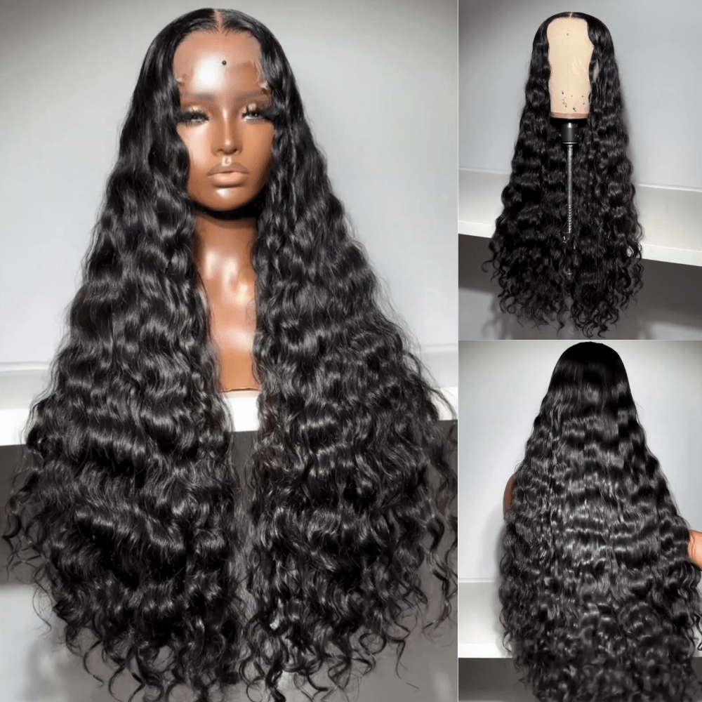 300 Density Raw Indian Glueless Wig Natural Wavy 13X4 Lace Front Human Hair Wigs Pre Plucked product photo from Geetahair