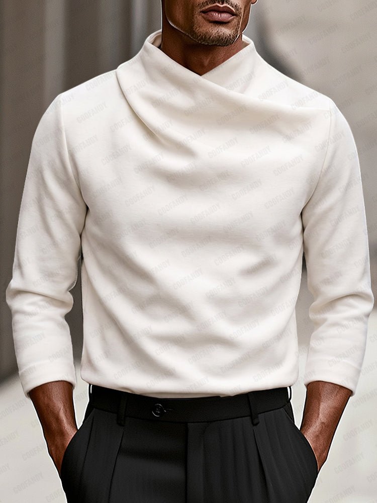 Modern Stretch Crossover Mock Neck Top $47.99 product photo from Coofandy
