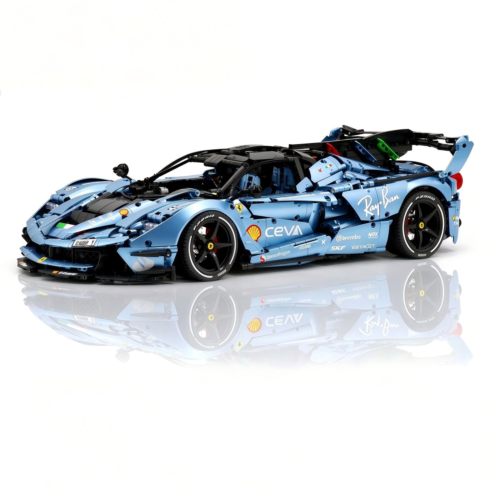 1 8 The Ultimate Italian Hybrid Hypercar Evo Customized Electroplating Tiffany Blue Italian Exotic 4058Pcs product photo from Bavbrick