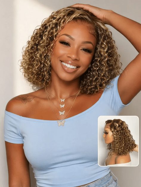 Summer Style Water Wave Bob Highlight Short Hair 5X5 Closure Wig High Density product photo from Ashimary Hair