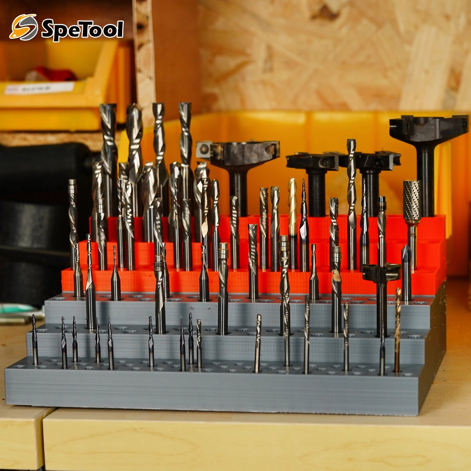 3D printed router bit holder file product photo from Spetools