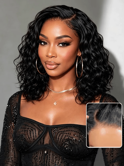 C Side Part Loose Wavy Bob 7X5 Lace Wig Pre Styled Glueless Face Framing Human Hair Wigs product photo from Ashimary Hair